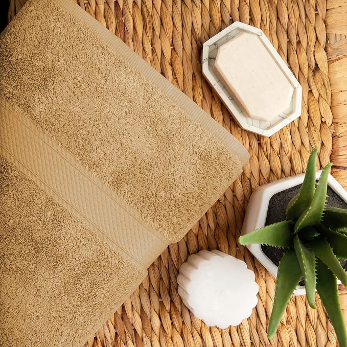 Superior Egyptian Cotton Ultra Plush & Absorbent, 10 Piece Set, Toast | Quick Dry, Soft Luxury Towel Set, Bath Essentials, Guest Bath, Spa, 2 Bath, 4 Hand, 4 Face Towels, Madeline Towels