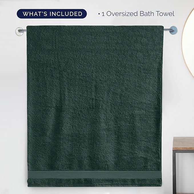 Elegant Comfort Premium Super Soft Highly Absorbent 1 Piece Oversized Bath Sheets - 40" x 80" inch, Luxurious Hotel Spa Quality 100% Turkish Cotton Extra Large Bath Towels for Adults, Hunter Green