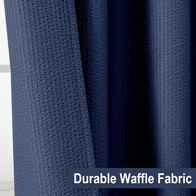 OVZME Berry Extra Long Blue Shower Curtain 96 Inch Long, 3D Embossed Texture Fabric Bathroom Shower Curtain, Large Hotel Bath Curtain with 12 Holes, Washable Cloth Shower Curtains, 72x96, Navy Blue