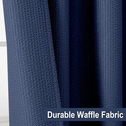Berry Extra Long Blue Shower Curtain 96 Inch Long, 3D Embossed Texture Fabric Bathroom Shower Curtain, Large Hotel Bath Curtain with 12 Holes, Washable Cloth Shower Curtains, 72x96, Navy Blue