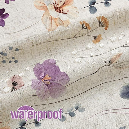 Purple Linen Watercolor Floral Fabric Shower Curtain, 72x72 | Linen Fabric, Modern Minimalist Floral Print, Machine Washable, Rustproof Grommets, for Bathroom Home