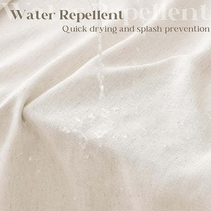 Cream Linen Shower Curtain for Bathroom Water Repellent 72x84 Inch | Neutral Modern Boho, Extra Long Tall, Bath Drapes 84 Inches Long, XLong Shower Curtains, Ivory Birch, 72 x 84 Inches