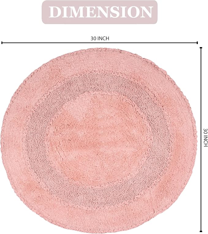 Home Weavers Radiant Collection 100% Cotton Bathroom Rugs Set, Bathroom Décor, Washable Rug, Extra Soft and Absorbent Bath Rug, Kitchen Mat, Bath Mat Set, Bath Floor Mat Non Slip, 30" Round, Pink