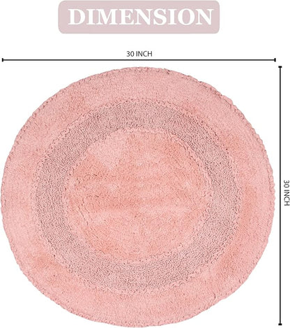 Home Weavers Radiant Collection 100% Cotton Bathroom Rugs Set, Bathroom Décor, Washable Rug, Extra Soft and Absorbent Bath Rug, Kitchen Mat, Bath Mat Set, Bath Floor Mat Non Slip, 30" Round, Pink