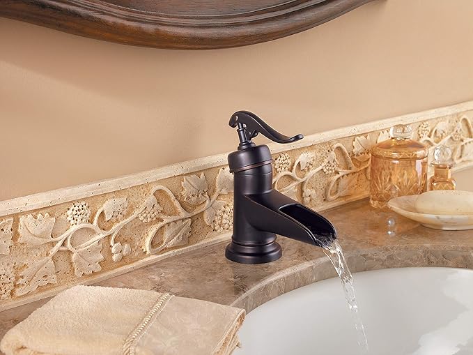 Pfister LF-M42-YPYY Ashfield Single Control 4" Centerset Bathroom Faucet in Tuscan Bronze, 1.2gpm