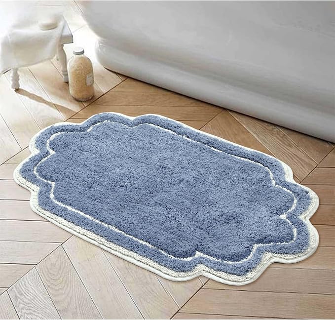 Home Weavers Allure Collection 100% Cotton Tufted Bathroom Rug, Soft and Absorbent Bath Rugs, Non-Slip Bath Carpet, Machine Wash Dry Bath Mats for Bathroom Floor, 24"x40" Bath Rug, Blue