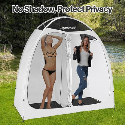 EighteenTek® Shower Tent Changing Room 2 Rooms Outdoor Pop Up Camping Portable Privacy Dressing Shelter 83"x43"x80"H