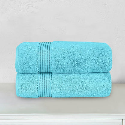 Elegant Comfort Premium Turkish Cotton 2 Pack Bath Towel Set - 27 x 54 inch, Luxurious Hotel Spa Quality 100% Turkish Cotton 2PC Bath Towel Set - Highly Absorbent - Soft Bathroom Towels, Aqua