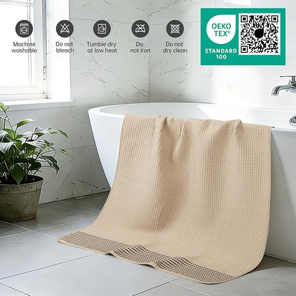 MICROFI New Microfiber Waffle Bath Towels, 2 Pieces, Soft, Absorbent, Fast Drying, Lint Free 430 GSM (30''x60''/76cm x 152cm)