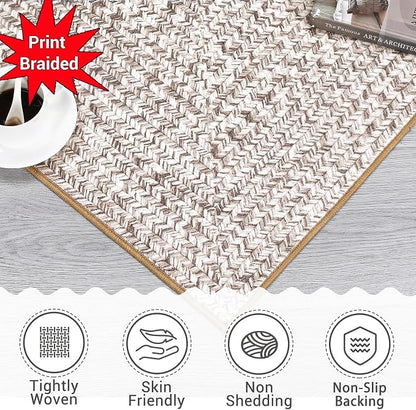 Printed Washable Runner Rug 2x6 2'x6' Beige/Grey