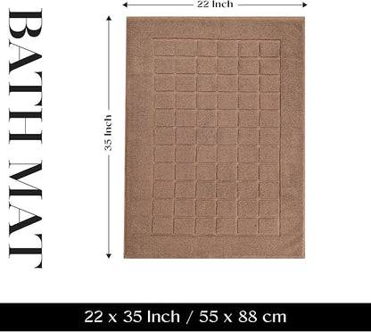 Superior 100% Cotton Bathmat Set, Bath Mats, Bathroom Decor, Shower, Bathtub Essentials, Home Accessories, Small Washable Rug, No Backing, Heavyweight, Nora Collection, Set of 2, 22" x 35", Chocolate
