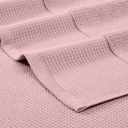 Modern Threads Waffle-Rib 6-Piece Towel Set – Premium Cotton Bath Towels, Ultra-Absorbent & Soft, Elegant Waffle Texture for Bathroom & Spa, Petal
