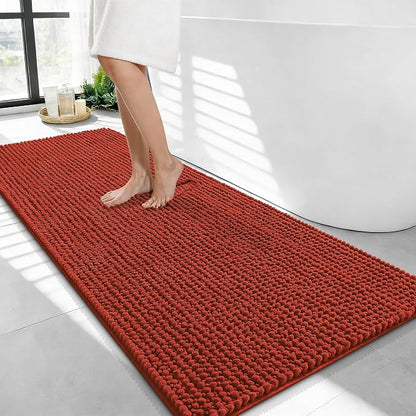OLANLY Thick Chenille Bathroom Runner Rugs Mats 44x24, Rustic Terracotta | Soft Absorbent Bath Rugs, Rubber Backing, Machine Wash Dry, Bath Mats for Bathroom, Tub and Shower, Home Decor Accessories