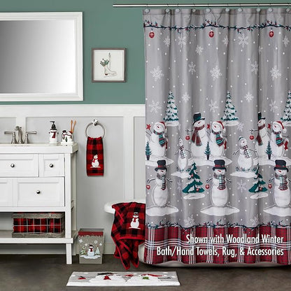 SKL Home Christmas/Winter Plaid Snowman Shower Curtain/12pc Hook Set, Multi | Coordinates with the SKL Home Rustic Plaid & Woodland Winter collections