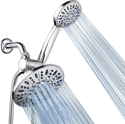 AquaDance 7" Premium High Pressure 3-way Rain & Handheld Shower Head Combo | Enjoy Dual 6-Setting Luxury Shower Heads Separately or Together for the Best of Both Worlds! Stainless Steel Hose - Chrome