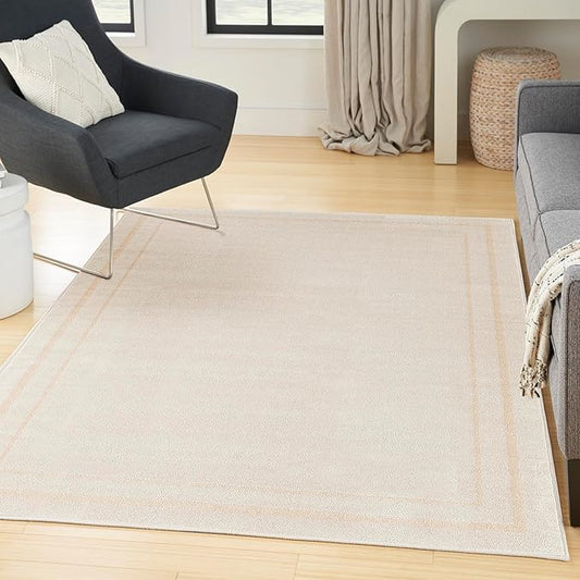 Nourison Home Nourison Essentials Ivory Gold 4' x 6' Area Rug - Easy Clean, Non Shedding, Bed Room, Living Room, Dining Room, Kitchen (4' x 6')