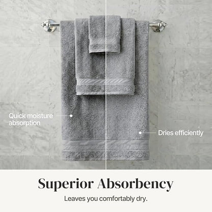 Modern Threads - Spun Loft 6-Piece 100% Combed Cotton Towel Set - Bath Towels, Hand Towels, & Washcloths - Super Absorbent & Quick Dry - 600 GSM - Soft & Plush, Charcoal