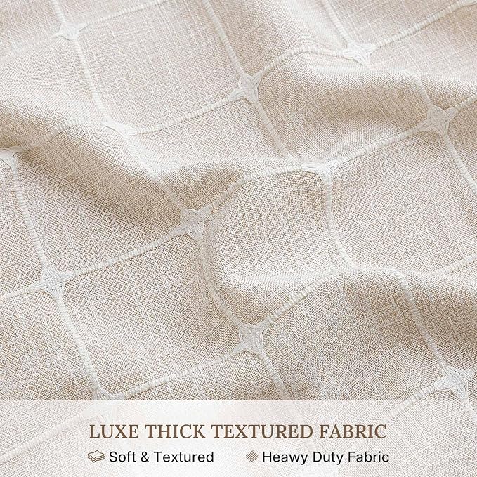 RiverDream Farmhouse No Hooks Shower Curtain with Snap-in Liner,Linen,54x80 | Snap on Fabric Liner,Heavy Duty,Quick Dry,Mesh Top Window,With Bottom Magnets,Washable,with Tassels,Stall Long Size