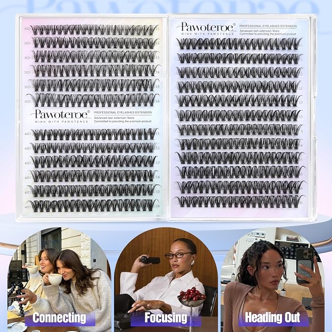 Lash Clusters 480pcs Individual Lashes 30D 40D Cluster Eyelash Extensions Eyelash Clusters Lash Extensions for Self Application (30D&40D, 0.07D, 11-16mm Valuable Pack)