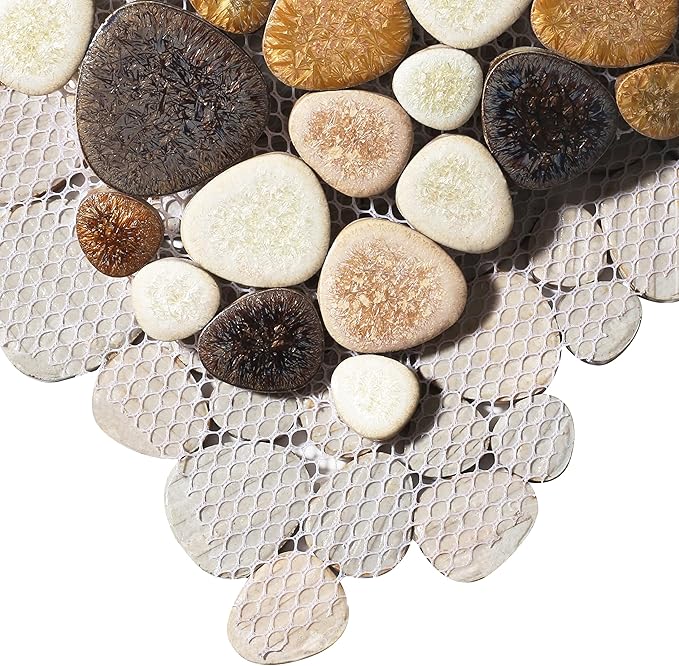 Yellowstone Matte Pebbles Mosaic Tile for Shower Floor Bathroom Floor Tiles Non Slip [5 Sheets]