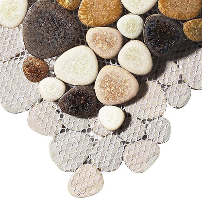 Yellowstone Matte Pebbles Mosaic Tile for Shower Floor Bathroom Floor Tiles Non Slip [5 Sheets]