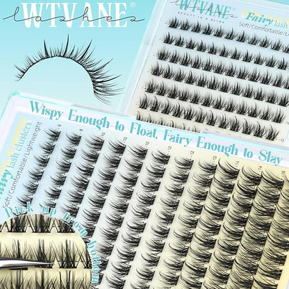 Lash Clusters Wispy Eyelash Clusters Manga Lashes Cluster Eyelash Extension Natural Lashes Clusters Fairy False Lashes DIY Individual Lash Extension Thin Band Lash Clusters with Spikes