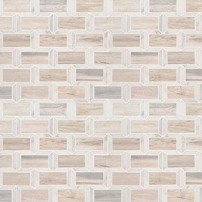 MSI Angora Framework Polished Marble Tile for Kitchen Backsplash, Wall Tile for Bathroom, Accent Wall Tile, and Shower Wall Tile12 in. x 12 in. Mesh-Mounted Mosaic Tile (10 sq. ft. / case)