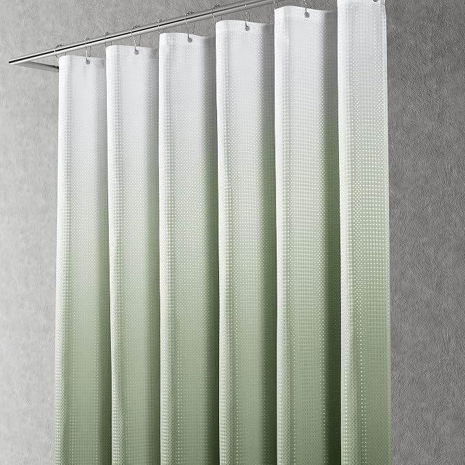 Shower Curtain 78 inches Long for Bathroom 1 Panel Sage Green | Ombre Waffle, Shower Curtains with Hook, Water Repellent, Boho Farmhouse, Simple Modern Bath Decor, Machine Washable, 72x78