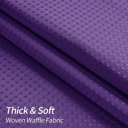 MitoVilla Purple Waffle Small Stall Shower Curtain 36 x 72, Half Size Fabric Narrow Shower Curtains for Bathroom Decor, 36 inch Weighted Shower Curtain Set with Plastic Hooks