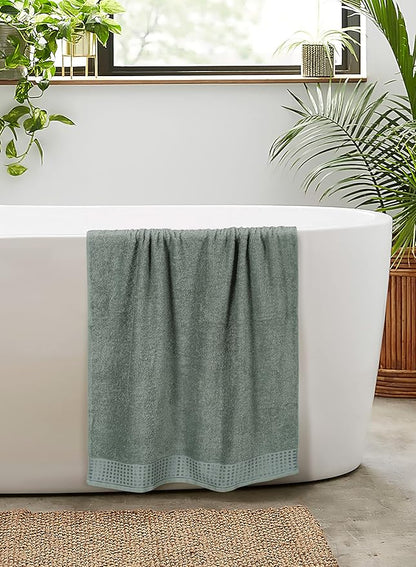 GLAMBURG 100% Cotton 2 Pack Oversized Bath Towel Set 28x55 Inches, Ultra Soft Highly Absorbant Compact Quickdry & Lightweight Large Bath Towels, Ideal for Gym Travel Camp Pool - Jade