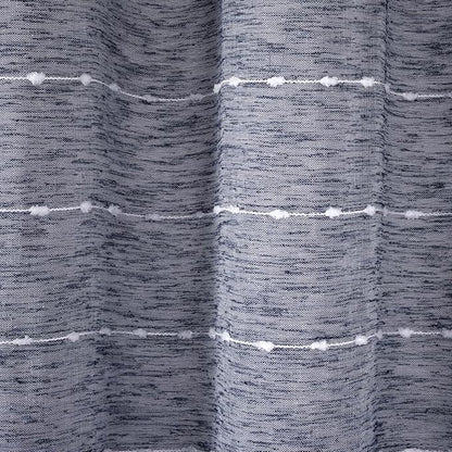 Lush Decor Farmhouse Textured Sheer Shower Curtain with Peva Liner 2 Piece Set 72" W x 72" L Navy - Blue Shower Curtain Set - Striped Bathroom Curtains