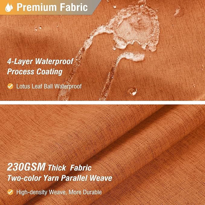 Extra Long Linen Textured Waterproof Shower Curtain, 72x96, Orange | Extra Tall Size, 230GSM Polyester, Heavy Duty Cloth, Weighted Hem, 12 Plastic Hooks, Modern Hotel Style, Machine Washable