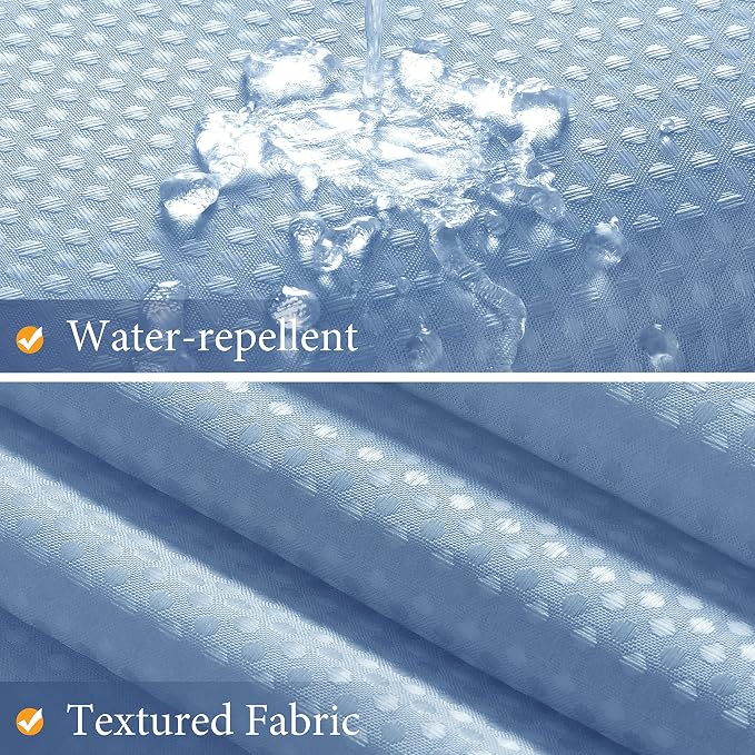 Shower Curtain 84 inches Long 7FT for Bathroom 1 Panel Blue Grey | Ombre Waffle, Shower Curtains with Hook, Water Repellent, Boho Farmhouse, Simple Modern Bath Decor, Machine Washable, 72x84