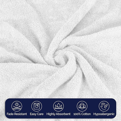 Elegant Comfort Premium Turkish Cotton 4 Pack Hand Towel Set - 16 x 28 inch, Luxurious Hotel Spa Quality 100% Turkish Cotton 4PC Hand Towel Set - Highly Absorbent - Soft Bathroom Towels, White
