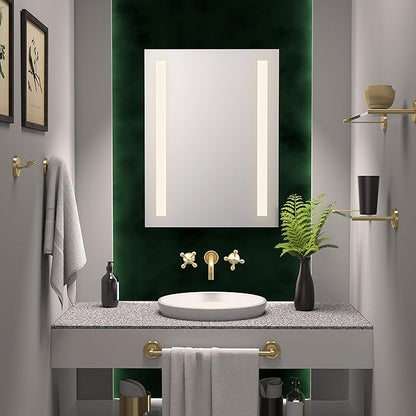 Gatco 5057 Designer II Bathroom Glass Shelf, Floating Rectangle Tempered Glass, Brushed Brass, Wall Mounted Shower Storage Shelf, 22.5 x 5.85 Inch