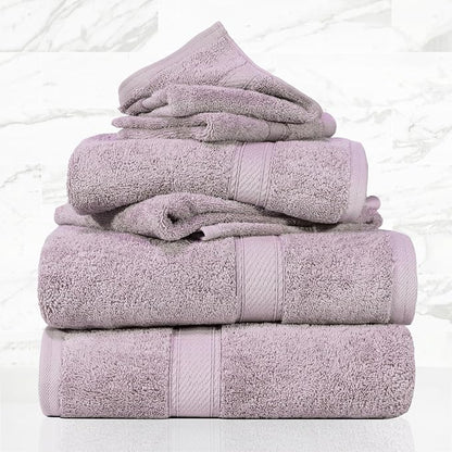 SUPERIOR Egyptian Cotton Ultra Plush & Absorbent, 6 Piece Set, Purple | Quick Dry, Soft Luxury Towel Set, Bath Essentials, Guest Bath, Spa, 2 Bath, 2 Hand, 2 Face Towels, Madeline Towels
