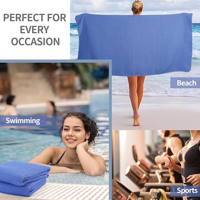 MICROFI New Microfiber Waffle Bath Towels, 2 Pieces, Soft, Absorbent, Fast Drying, Lint Free 430 GSM (30''x60''/76cm x 152cm)