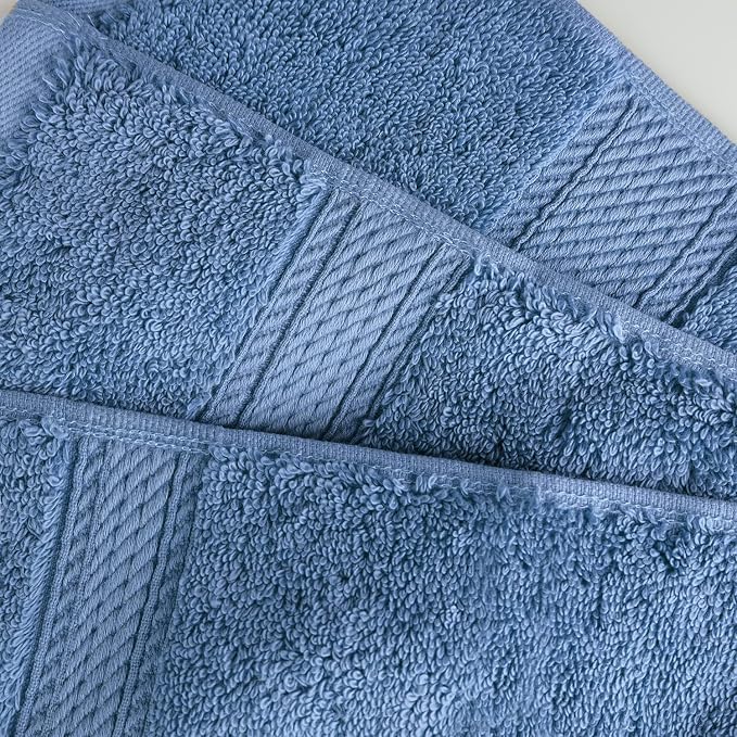 SUPERIOR Egyptian Cotton Ultra Plush & Absorbent, 8 Piece Set, Denim Blue | Quick Dry, Soft Luxury Towel Set, Bath Essentials, Guest Bath, Spa, 2 Bath, 2 Hand, 4 Face Towels, Madeline Towels