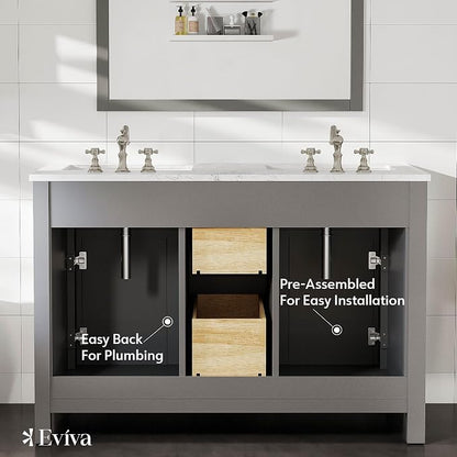 Artemis 48 in. Gray Double Sink Bath Vanity with Engineered Top and Undermount Porcelain Sinks