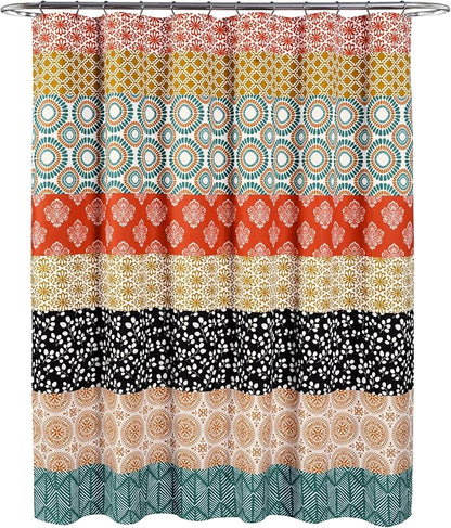 Lush Decor Shower Curtain, Turquoise & Orange | Bohemian Stripe | 72"W x 72"L | Pack of 6