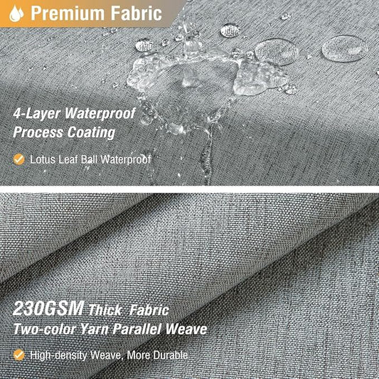 72x90 Linen Textured Waterproof Fabric Shower Curtain Set, Grey/Gray | Long Size, 230GSM Polyester, Heavy Duty Cloth, Weighted Hem, 12 Plastic Hooks, Modern Luxury Hotel Style, Machine Washable
