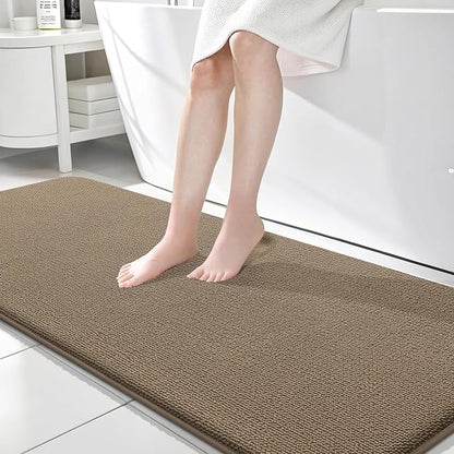 OLANLY Memory Foam Bathroom Runner Rug 70x24, Absorbent Long Bath Mat, Tan | Soft Quick Dry Bath Rugs, Non-Slip Carpet, Machine Washable Mat for Bathroom Floor, Tub and Shower, Home Decor Accessories