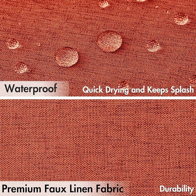 MIULEE 72"x84" Extra Long Scalloped Linen Shower Curtain Burnt Orange | Linen Textured, Waterproof, Washable, 12 Metal Hooks, Heavy Duty Cloth, Black Border, Shower Curtain for Bathroom Bathtub