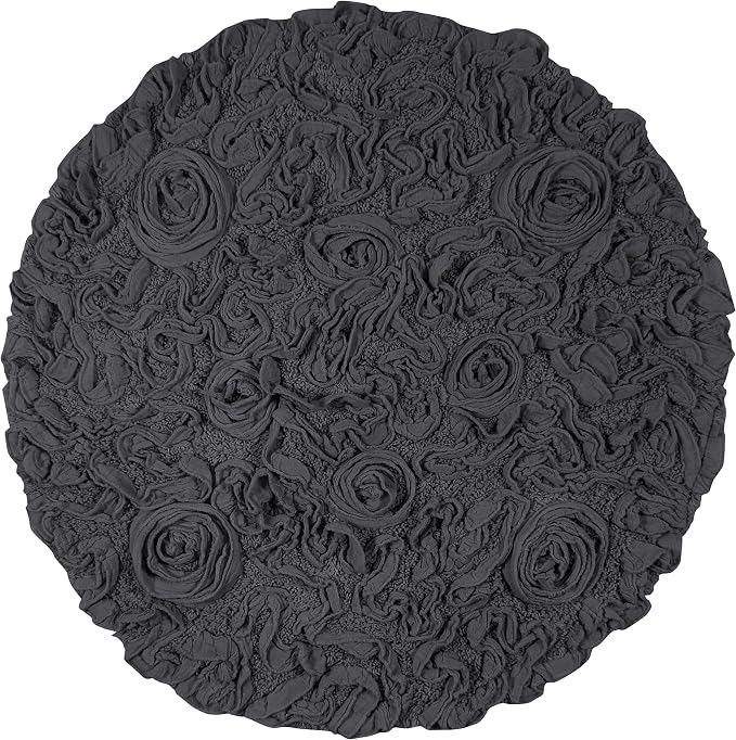 Home Weavers Bell Flower Collection 100% Cotton Tufted Bath Rugs, Extra Soft and Absorbent Bath Rugs, Non-Slip Bath Mats, Machine Washable, Bath Mats for Bathroom Floor and Tub, 30" Round, Gray