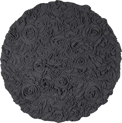 Home Weavers Bell Flower Collection 100% Cotton Tufted Bath Rugs, Extra Soft and Absorbent Bath Rugs, Non-Slip Bath Mats, Machine Washable, Bath Mats for Bathroom Floor and Tub, 30" Round, Gray