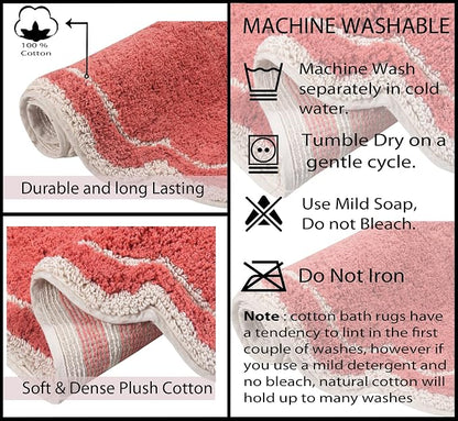 Home Weavers Allure Collection s U Shaped,Extra Thick, Non-Slip Contour Mat for Bathroom,100% Cotton Soft, Absorbent Water, Machine Washable, 20 Inch U Shaped Rug, Coral