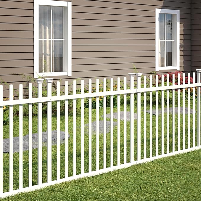 Zippity Burbank Picket Fence Panels, White Vinyl DIY No Dig Kit | 41inH x 44inW, 2 Panels, Temporary Barrier for Backyard, ZP19057