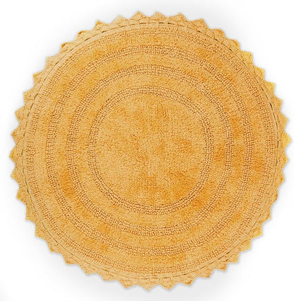 DII Crochet Collection Reversible Bath Mat, Round, 27.5" Diameter, Yellow