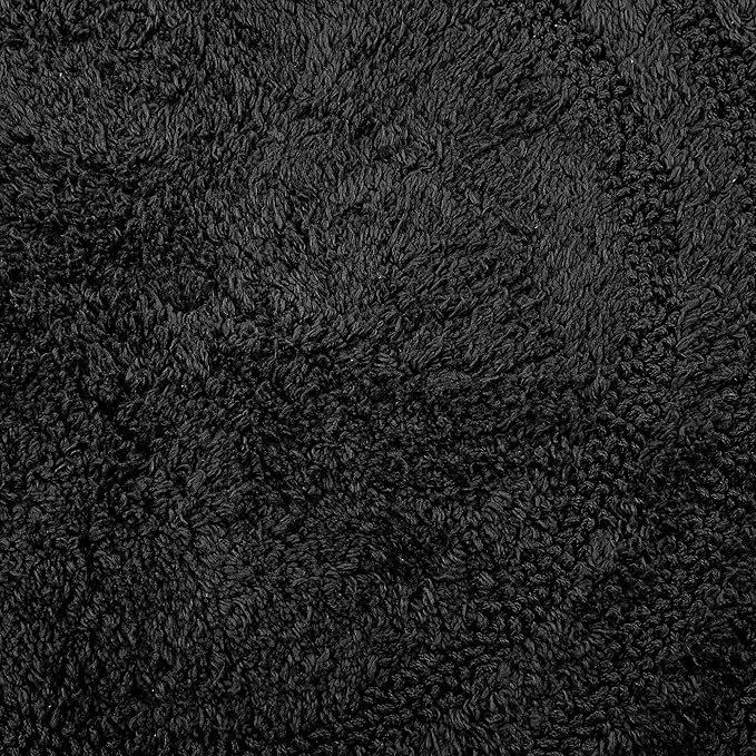 DII Crochet Collection Reversible Bath Mat, Small Oval, 17x24, Black