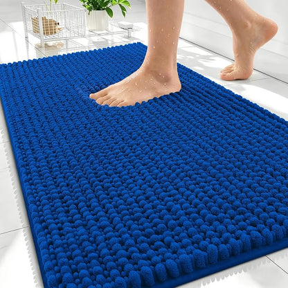 OLANLY Thick Chenille Absorbent Bathroom Rugs Mat 30x20, Royal Blue | Soft Bath Rugs, Rubber Backing, Machine Wash Dry, Bath Mats for Bathroom, Tub and Shower, Home Decor Accessories